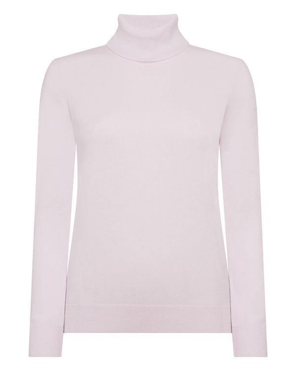 N.peal Women's Luna Turtle Neck Cashmere Sweater In Chalk Pink