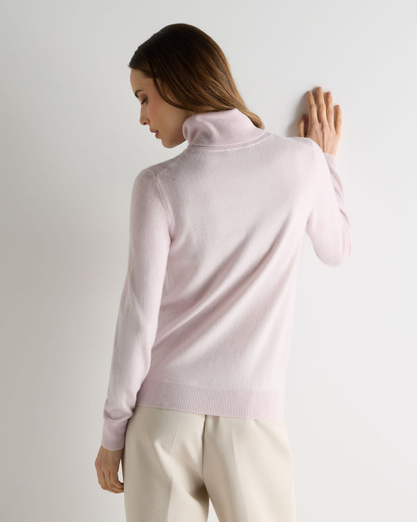 N.peal Women's Luna Turtle Neck Cashmere Sweater In Chalk Pink