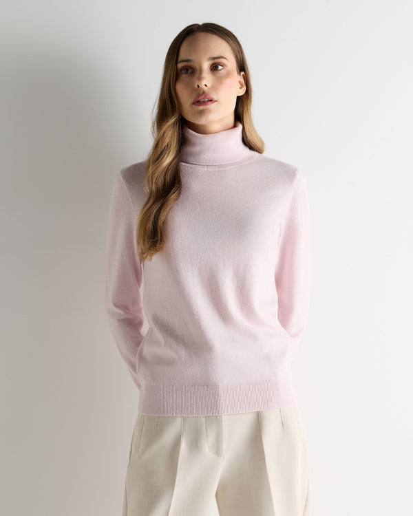 n.peal Women's Luna Turtle Neck Cashmere Sweater In Chalk Pink
