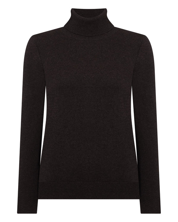 N.peal Women's Luna Turtle Neck Cashmere Sweater In Chocolate Brown
