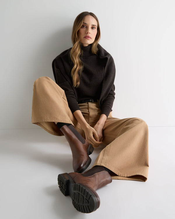 N.peal Women's Luna Turtle Neck Cashmere Sweater In Chocolate Brown