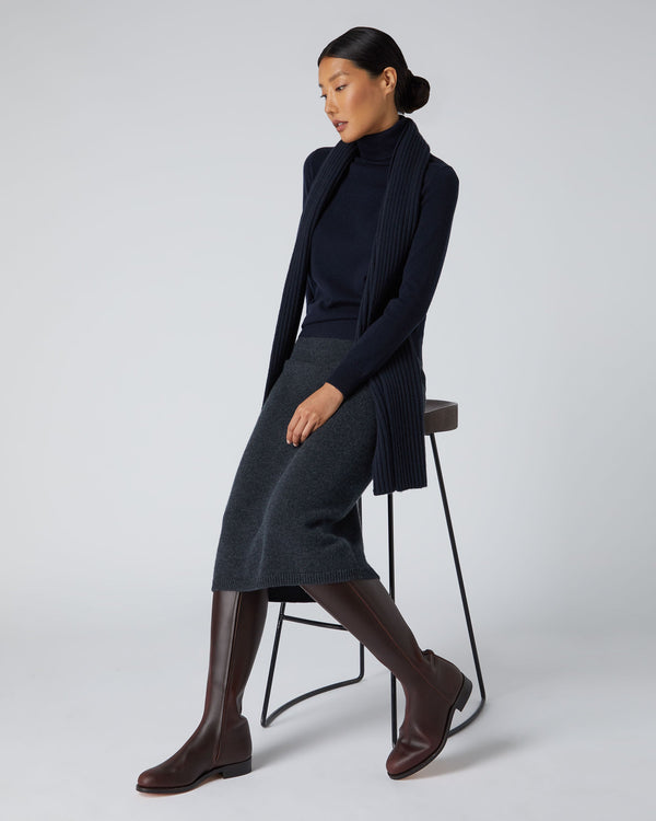 N.peal Women's Luna Turtle Neck Cashmere Sweater In Navy Blue