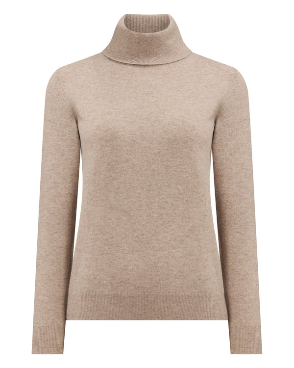 N.peal Women's Luna Turtle Neck Cashmere Sweater In Oatmeal Brown