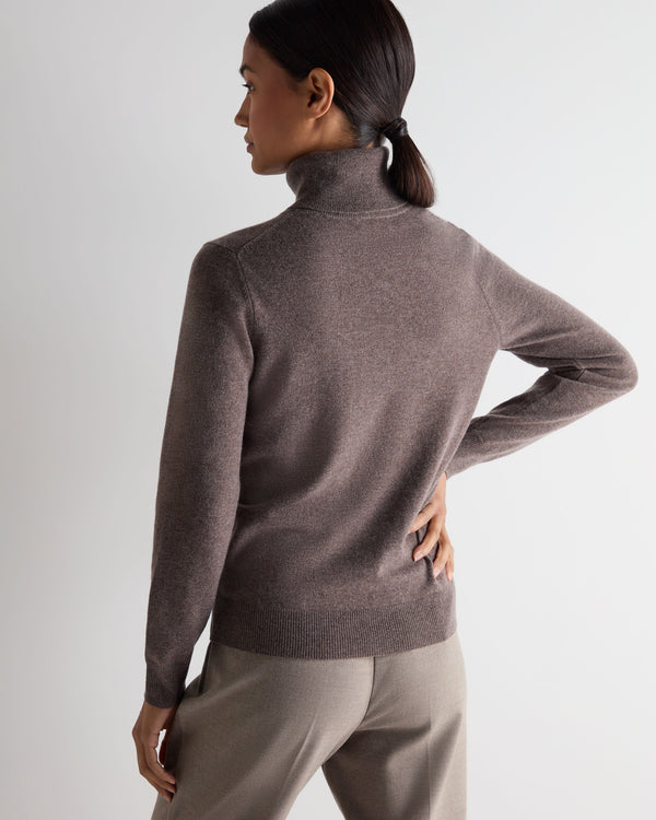 N.peal Women's Luna Turtle Neck Cashmere Sweater In Otter Brown