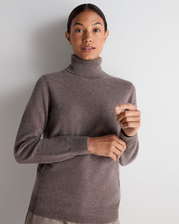 n.peal Women's Luna Turtle Neck Cashmere Sweater In Otter Brown