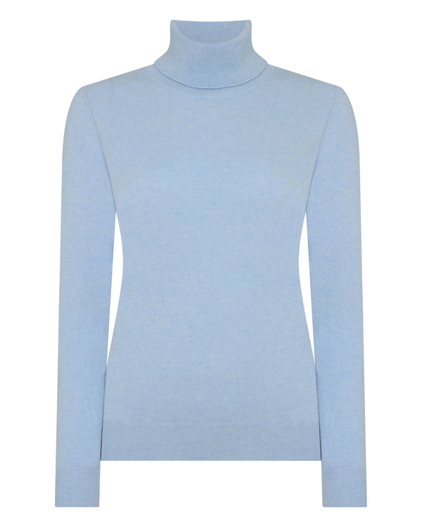 N.peal Women's Luna Turtle Neck Cashmere Sweater In Sea Mist Blue