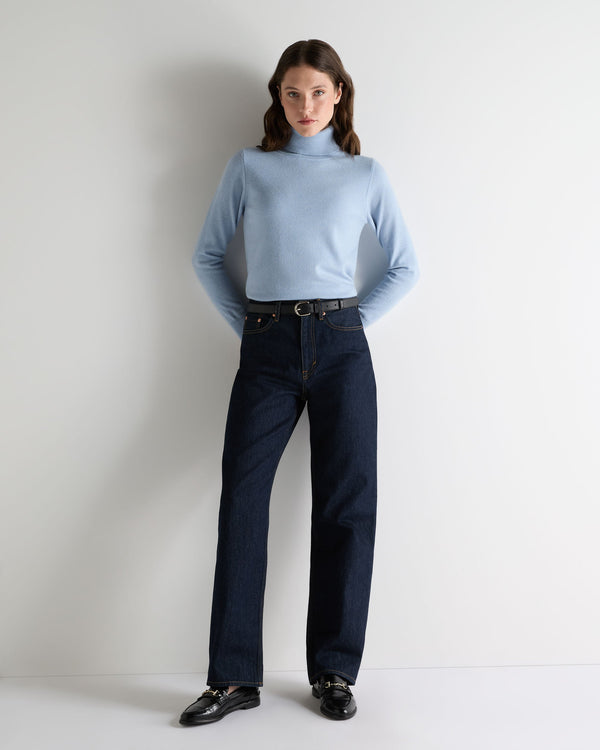 N.peal Women's Luna Turtle Neck Cashmere Sweater In Sea Mist Blue