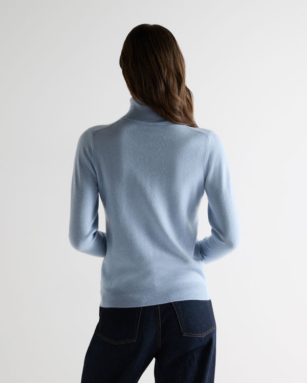 N.peal Women's Luna Turtle Neck Cashmere Sweater In Sea Mist Blue