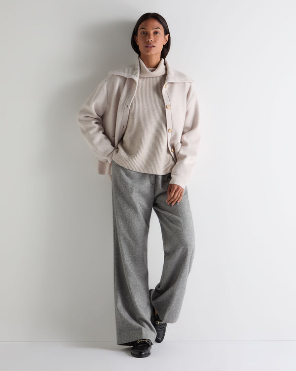 N.peal Women's Luxe Turtle Neck Cashmere Sweater In Ecru White Sparkle