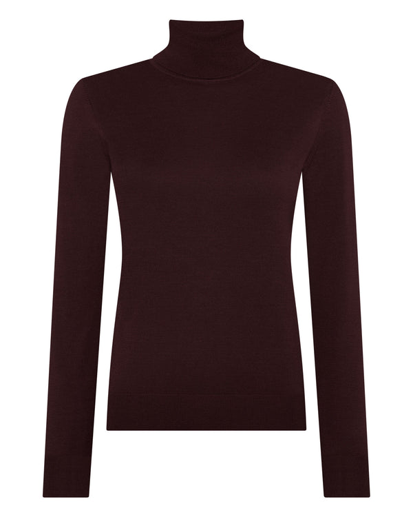 N.peal Women's Margot Superfine Cashmere Turtle Neck Sweater In Claret Red