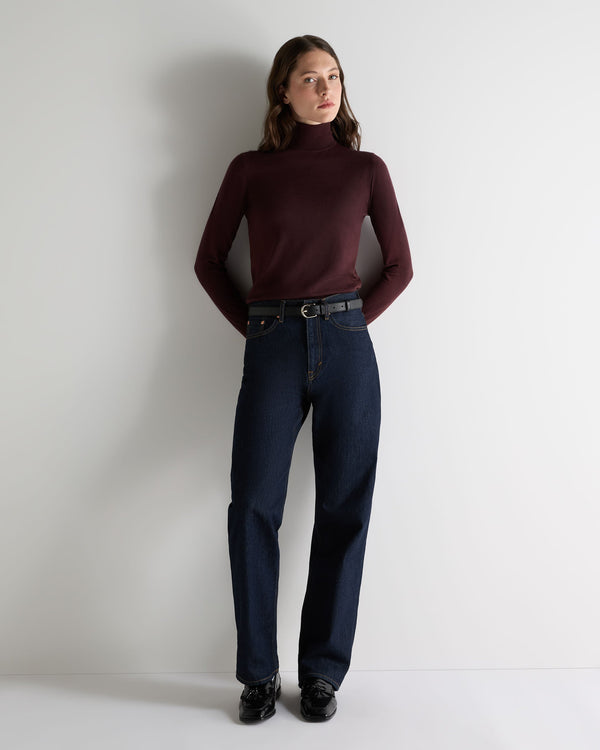 N.peal Women's Margot Superfine Cashmere Turtle Neck Sweater In Claret Red
