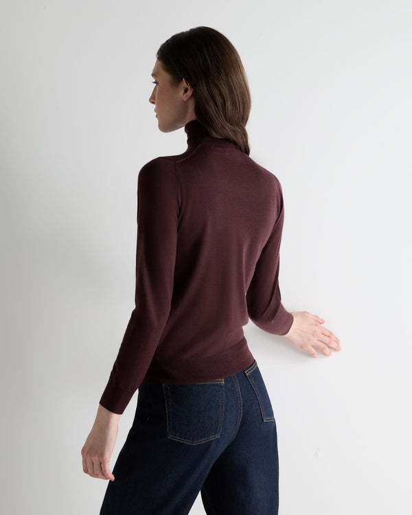 N.peal Women's Margot Superfine Cashmere Turtle Neck Sweater In Claret Red