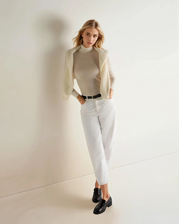 N.peal Women's Margot Superfine Cashmere Turtle Neck Sweater In New Ivory White