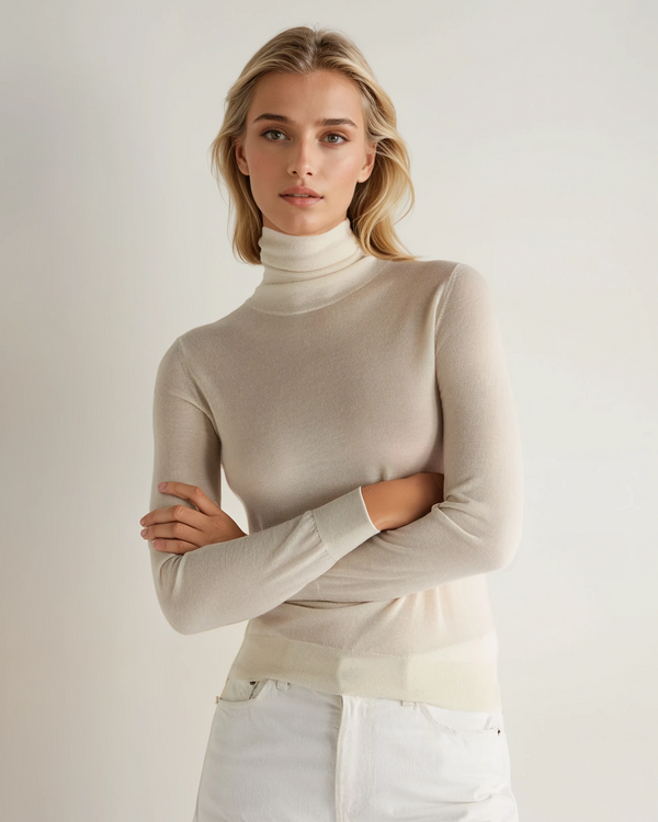 n.peal Women's Margot Superfine Cashmere Turtle Neck Sweater In New Ivory White