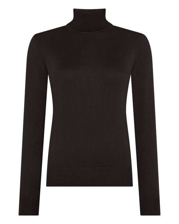 N.peal Women's Margot Superfine Cashmere Turtle Neck Sweater In Chocolate Brown