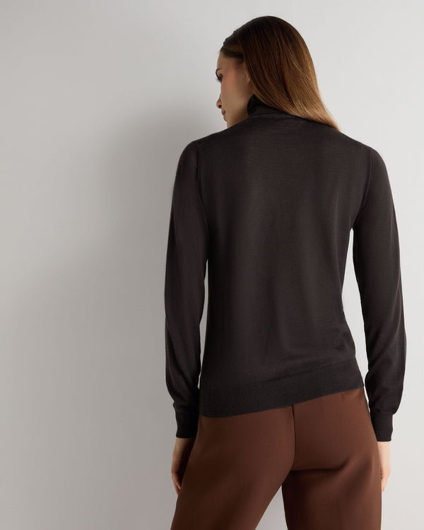 N.peal Women's Margot Superfine Cashmere Turtle Neck Sweater In Chocolate Brown