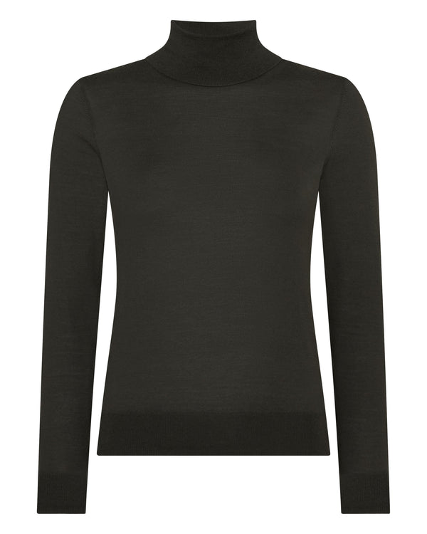 N.peal Women's Margot Superfine Cashmere Turtle Neck Sweater In Arabica Khaki Green