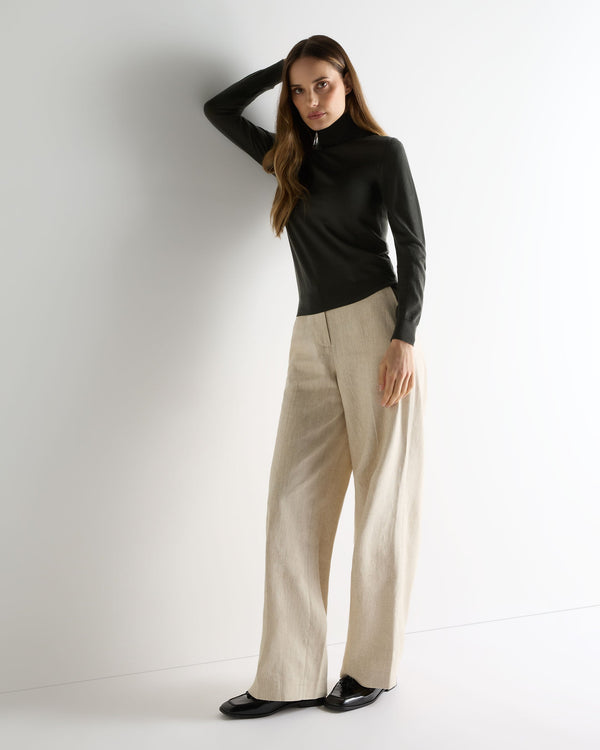 N.peal Women's Margot Superfine Cashmere Turtle Neck Sweater In Arabica Khaki Green