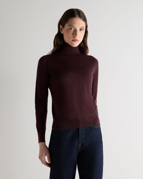n.peal Women's Margot Superfine Cashmere Turtle Neck Sweater In Claret Red n.peal Women's Margot Superfine Cashmere Turtle Neck Sweater In Claret Red