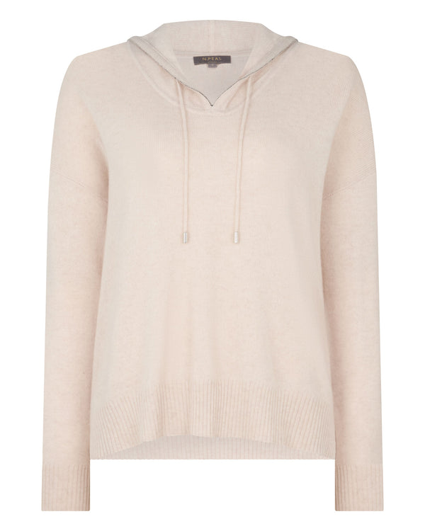 N.peal Women's Maya Metal Trim Cashmere Hoodie In Ecru White