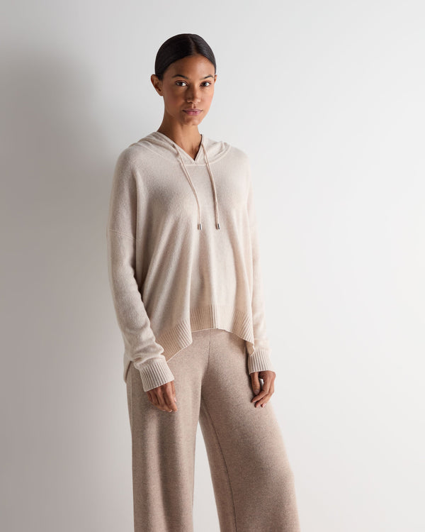 n.peal Women's Maya Metal Trim Cashmere Hoodie In Ecru White