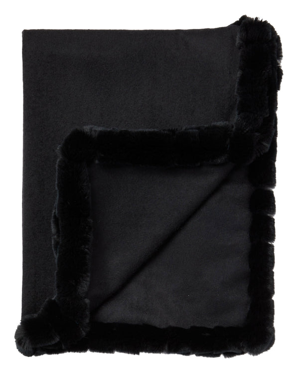 n.peal Women's Meribel Woven Fur Trim Cashmere Shawl In Black