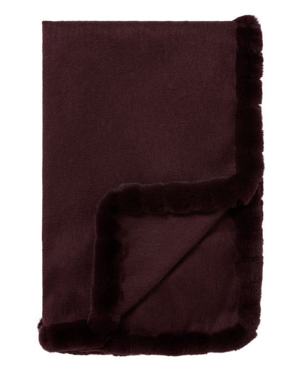 n.peal Women's Meribel Woven Fur Trim Cashmere Shawl In Claret Red
