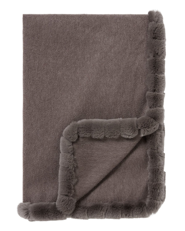 n.peal Women's Meribel Woven Fur Trim Cashmere Shawl In Otter Brown