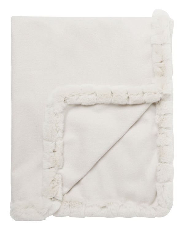 n.peal Women's Meribel Woven Fur Trim Cashmere Shawl In Snow Grey