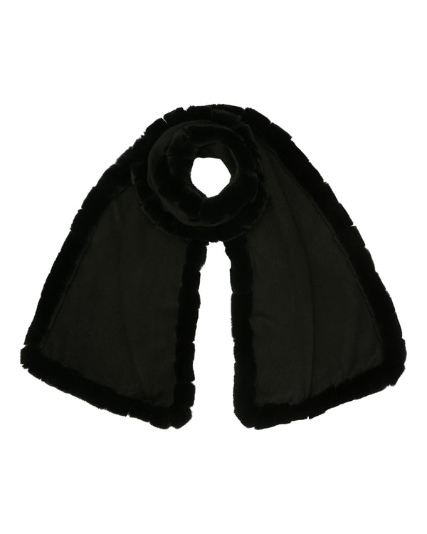 n.peal Women's Meribel Woven Fur Trim Scarf In Black