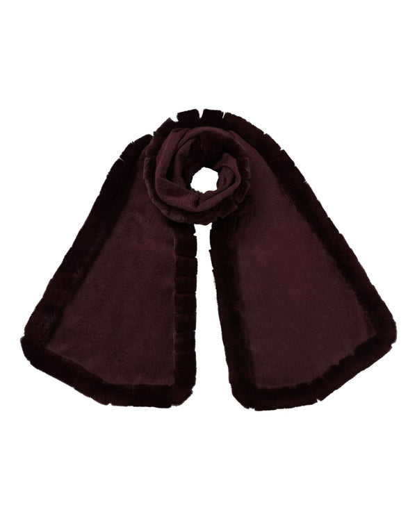 n.peal Women's Meribel Woven Fur Trim Scarf In Claret Red