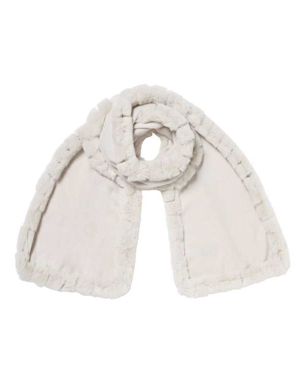 n.peal Women's Meribel Woven Fur Trim Scarf In Snow Grey