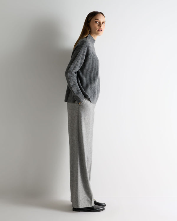 N.peal Women's Metal Funnel Neck Cashmere Sweater In Elephant Grey