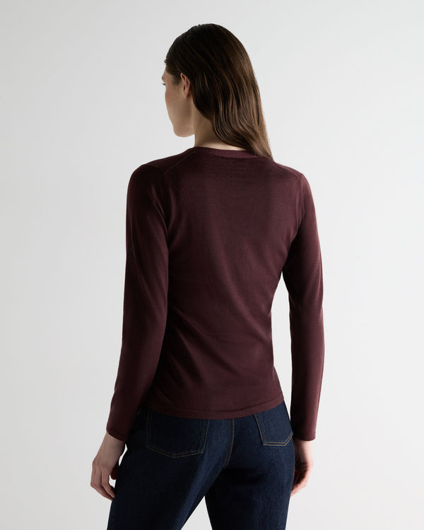 N.peal Women's Mia Superfine Cashmere V Neck Cardigan In Claret Red