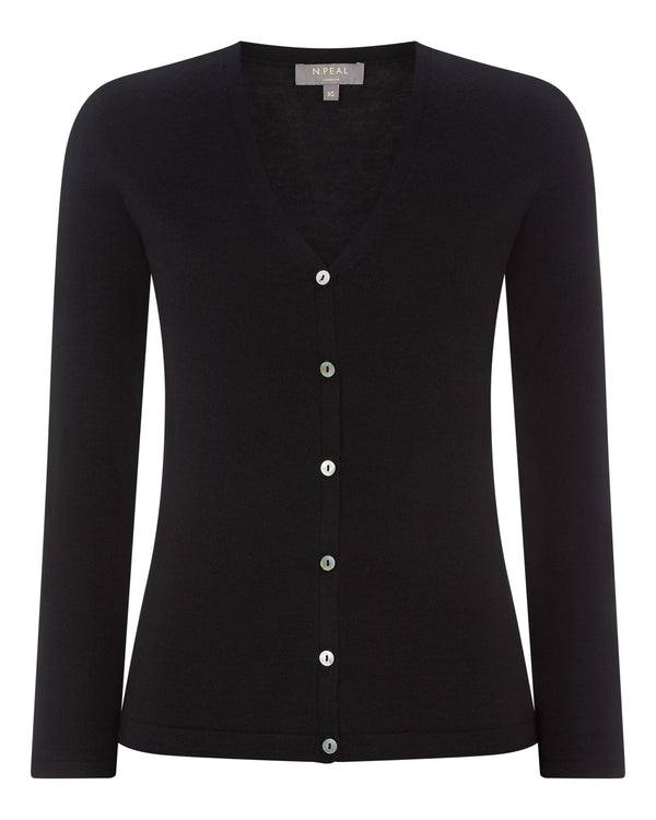 N.peal Women's Mia Superfine Cashmere V Neck Cardigan In Black