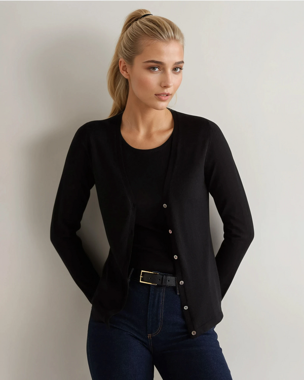 n.peal Women's Mia Superfine Cashmere V Neck Cardigan In Black