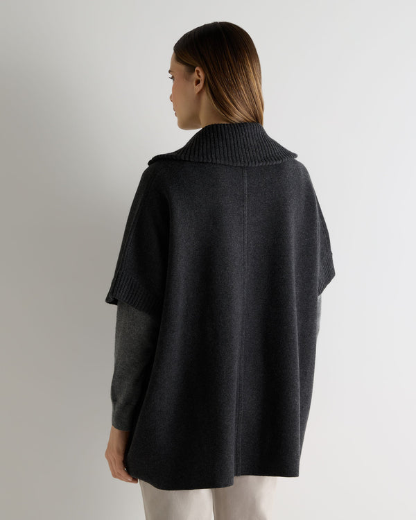 N.peal Women's Milano Knitted Cashmere Cape In Deep Charcoal Grey