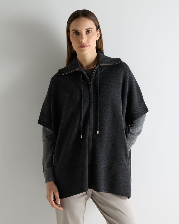 n.peal Women's Milano Knitted Cashmere Cape In Deep Charcoal Grey