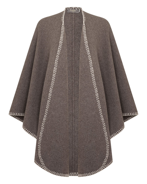 N.peal Women's Milano Stitch Trim Cashmere Cape In Otter Brown