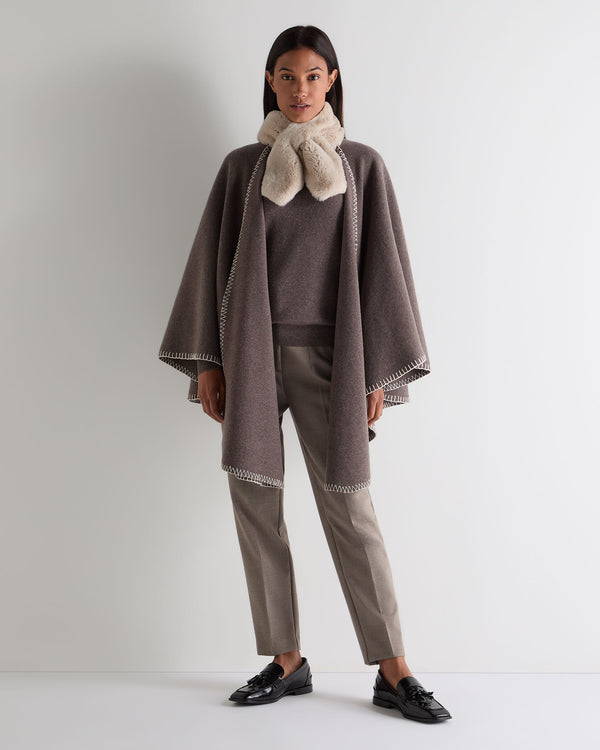 N.peal Women's Milano Stitch Trim Cashmere Cape In Otter Brown