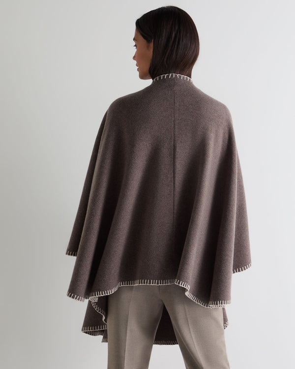 N.peal Women's Milano Stitch Trim Cashmere Cape In Otter Brown