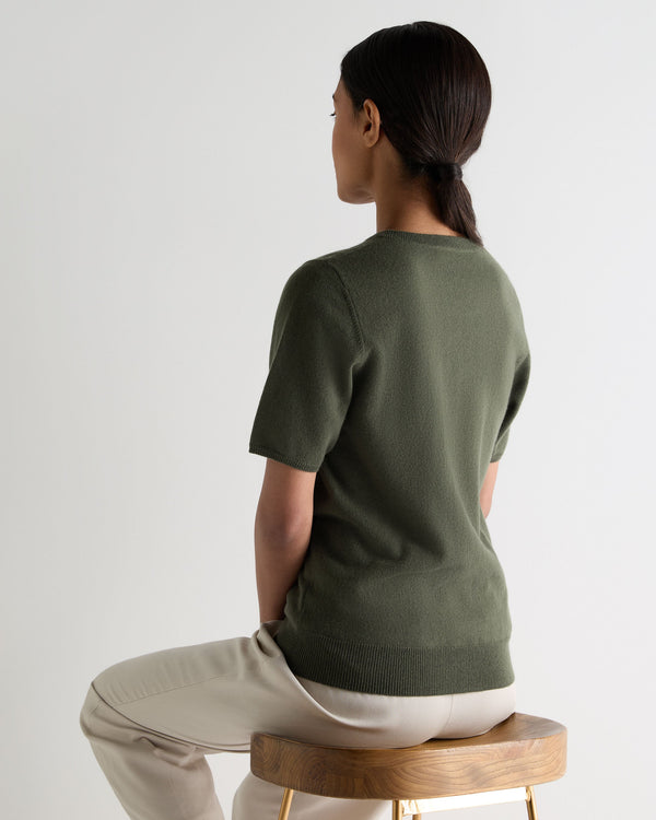 N.peal Women's Milly Classic Cashmere T-Shirt In Army Green