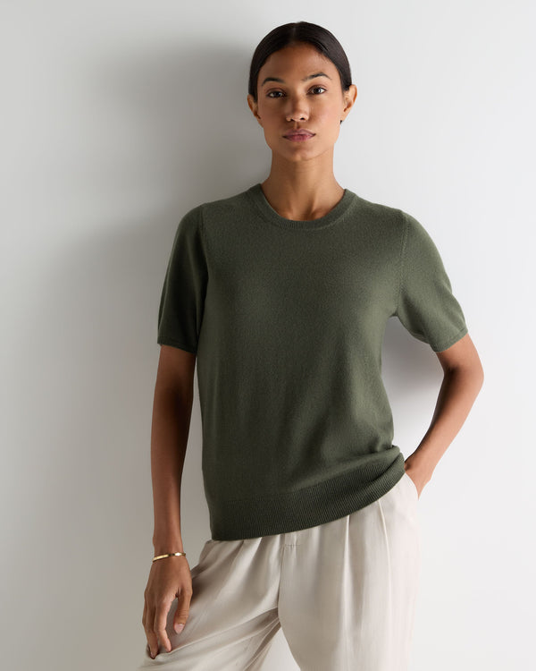 n.peal Women's Milly Classic Cashmere T-Shirt In Army Green