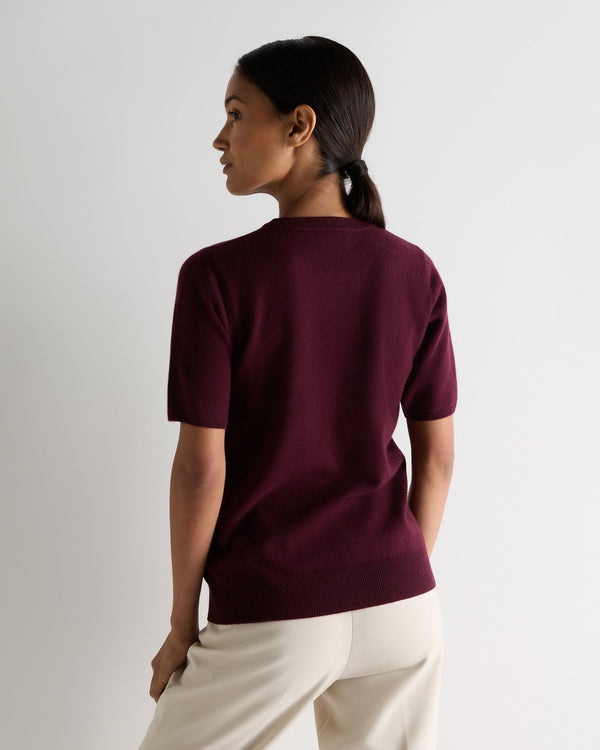 N.peal Women's Milly Classic Cashmere T-Shirt In Bordeaux Red