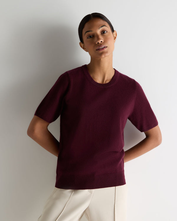 n.peal Women's Milly Classic Cashmere T-Shirt In Bordeaux Red