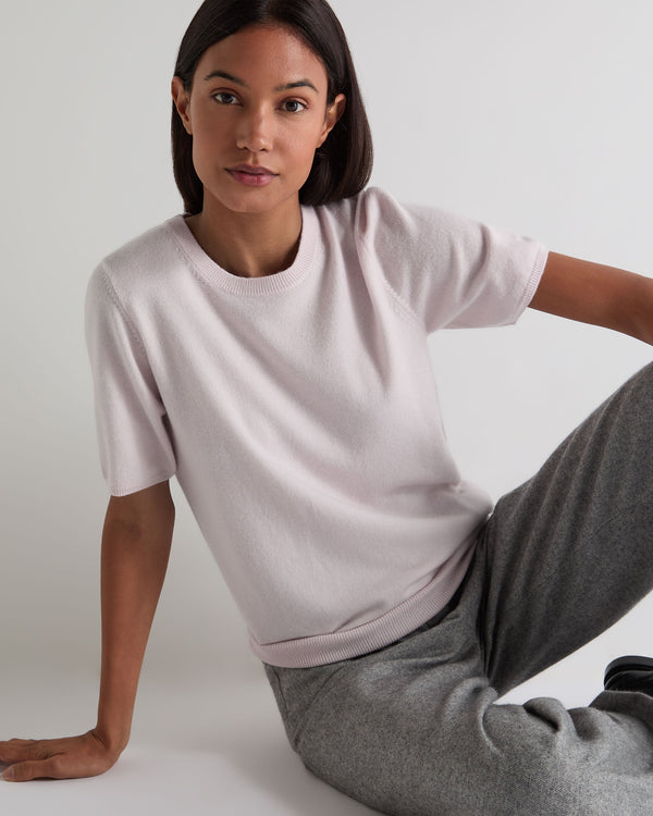 n.peal Women's Milly Classic Cashmere T-Shirt In Chalk Pink