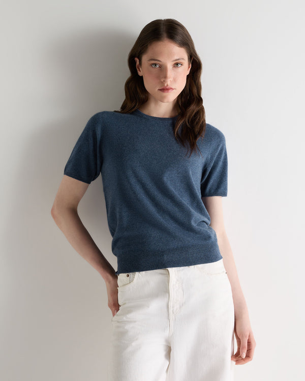 n.peal Women's Milly Classic Cashmere T-Shirt In Light Denim Blue