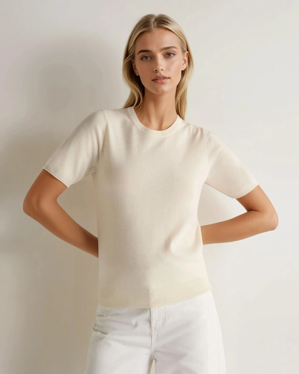 n.peal Women's Milly Classic Cashmere T-Shirt In New Ivory White
