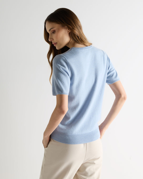 N.peal Women's Milly Classic Cashmere T-Shirt In Sea Mist Blue