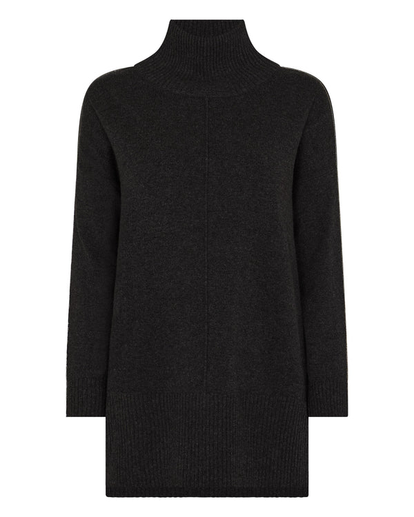 N.peal Women's Mock Neck Long Cashmere Sweater In Deep Charcoal Grey